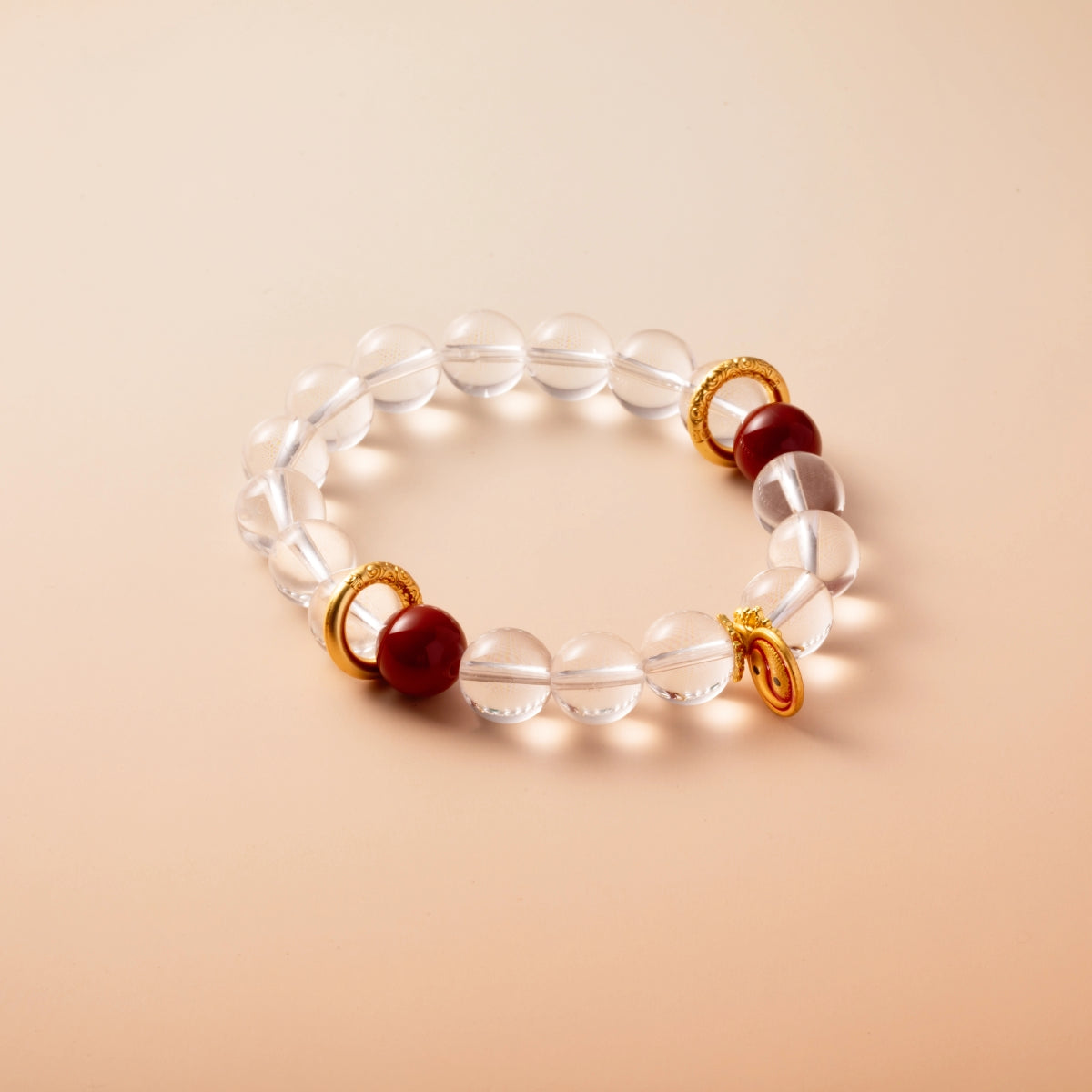 Bracelet For Metal Element Amplified Energy - Clear Quartz & Red Agate