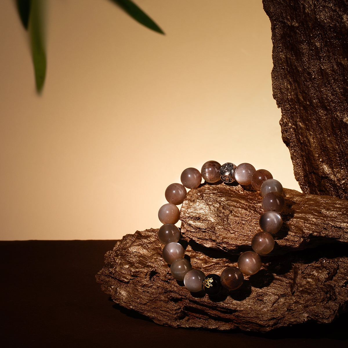 Bracelet For Metal Element Amplified Energy - Moonstone & Black Agate