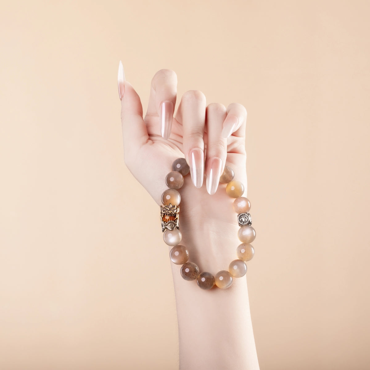 Bracelet For Metal Element Amplified Energy - Moonstone & Cinnabar