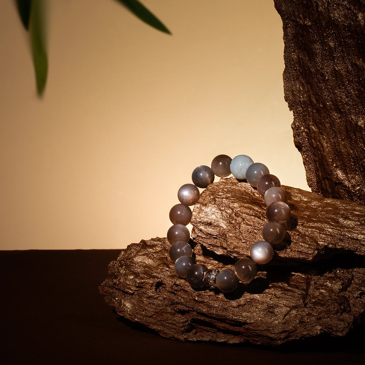 Bracelet For Metal Element Amplified Energy - Moonstone & Jadeite