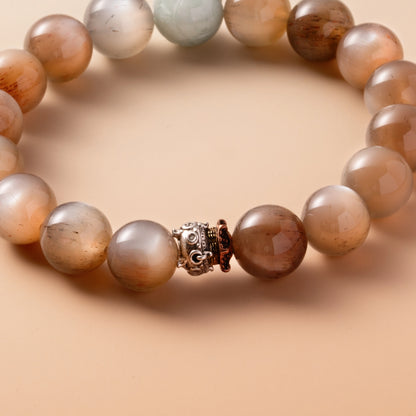 Bracelet For Metal Element Amplified Energy - Moonstone & Jadeite