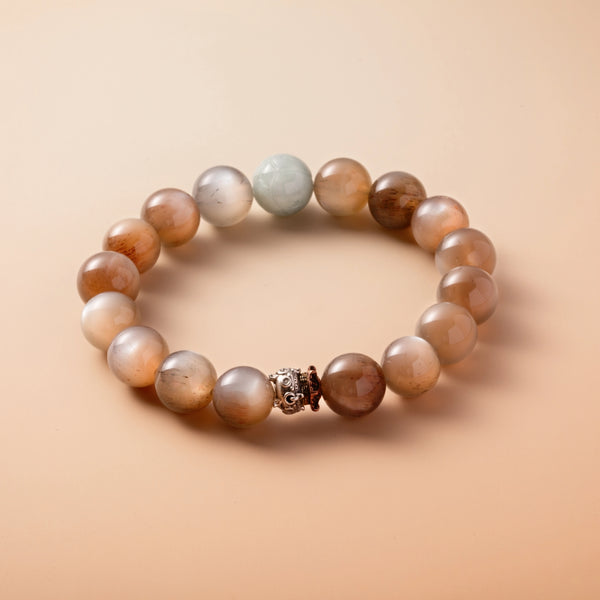 Bracelet For Metal Element Amplified Energy - Moonstone & Jadeite