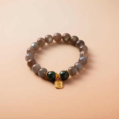 Bracelet For Metal Element Amplified Energy - Moonstone & Jadeite