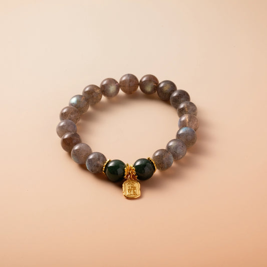 Bracelet For Metal Element Amplified Energy - Moonstone & Jadeite