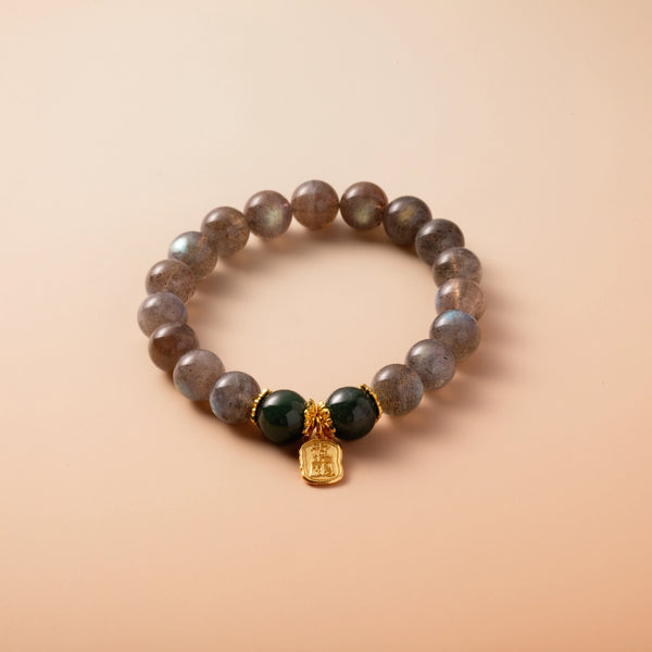 Bracelet For Metal Element Amplified Energy - Moonstone & Jadeite