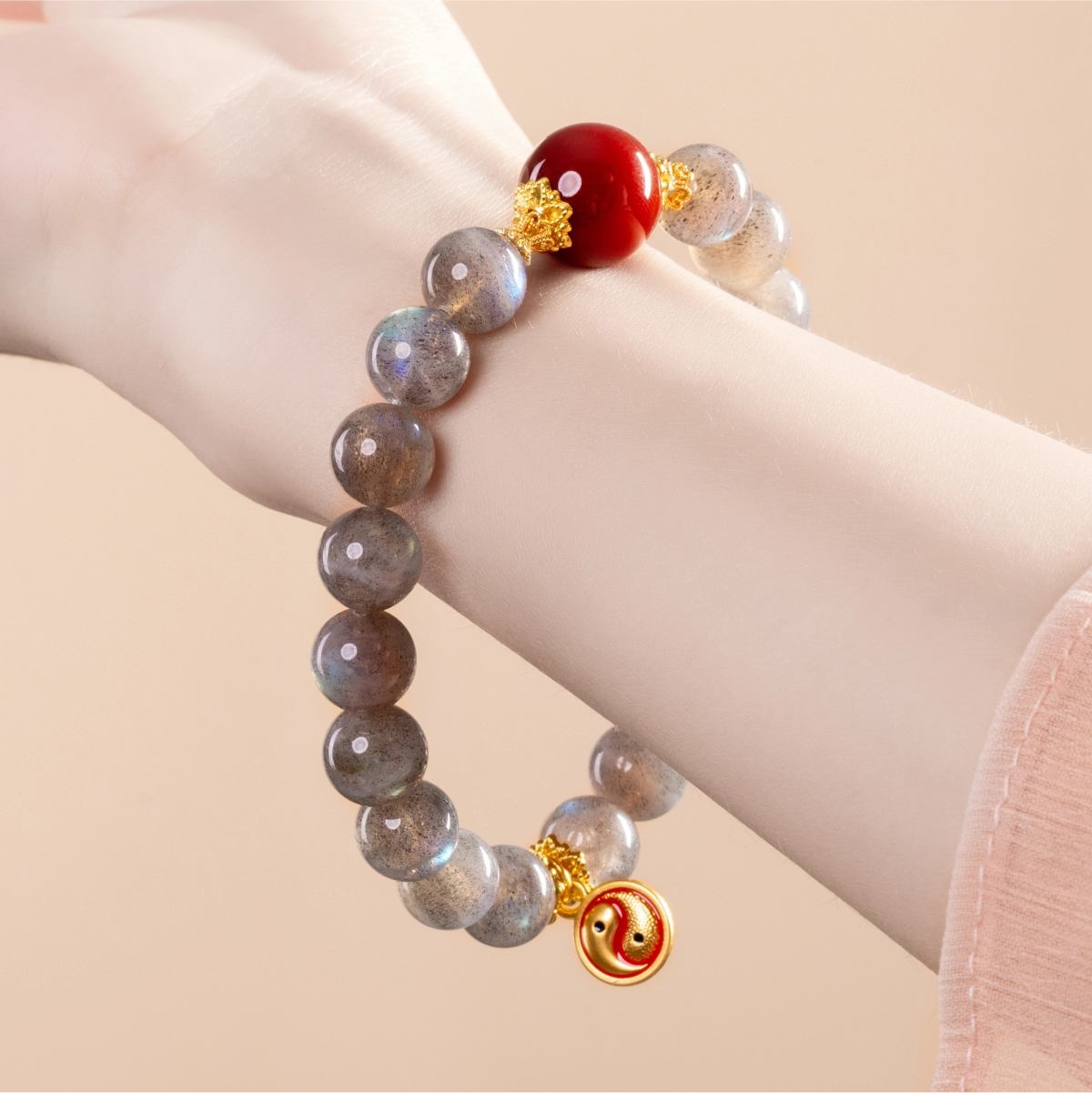 Bracelet For Metal Element Amplified Energy - Moonstone & Red Agate