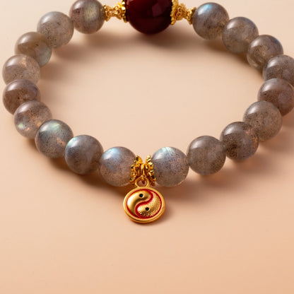Bracelet For Metal Element Amplified Energy - Moonstone & Red Agate