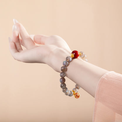 Bracelet For Metal Element Amplified Energy - Moonstone & Red Agate