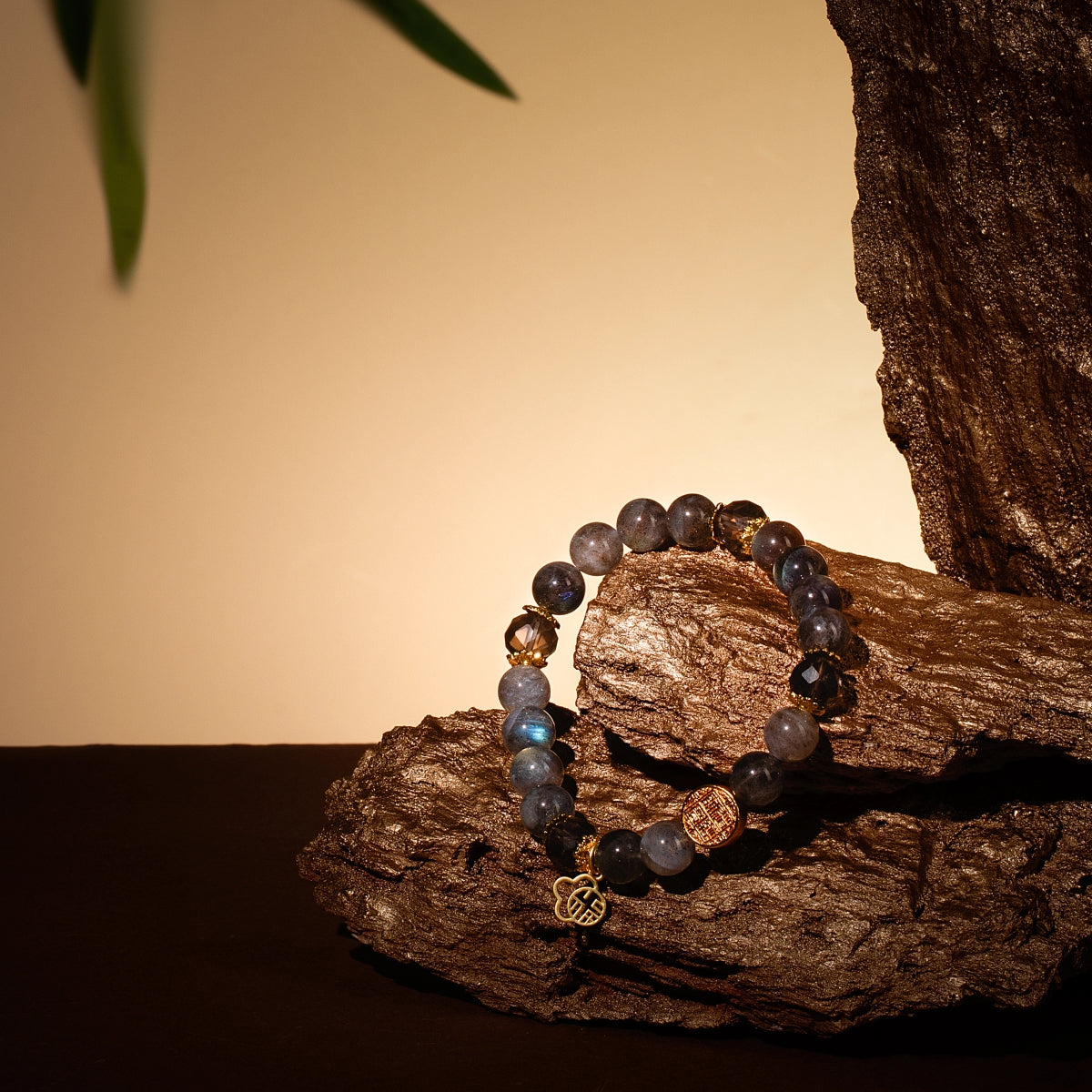 Bracelet For Metal Element Amplified Energy - Moonstone & Smoky Quartz