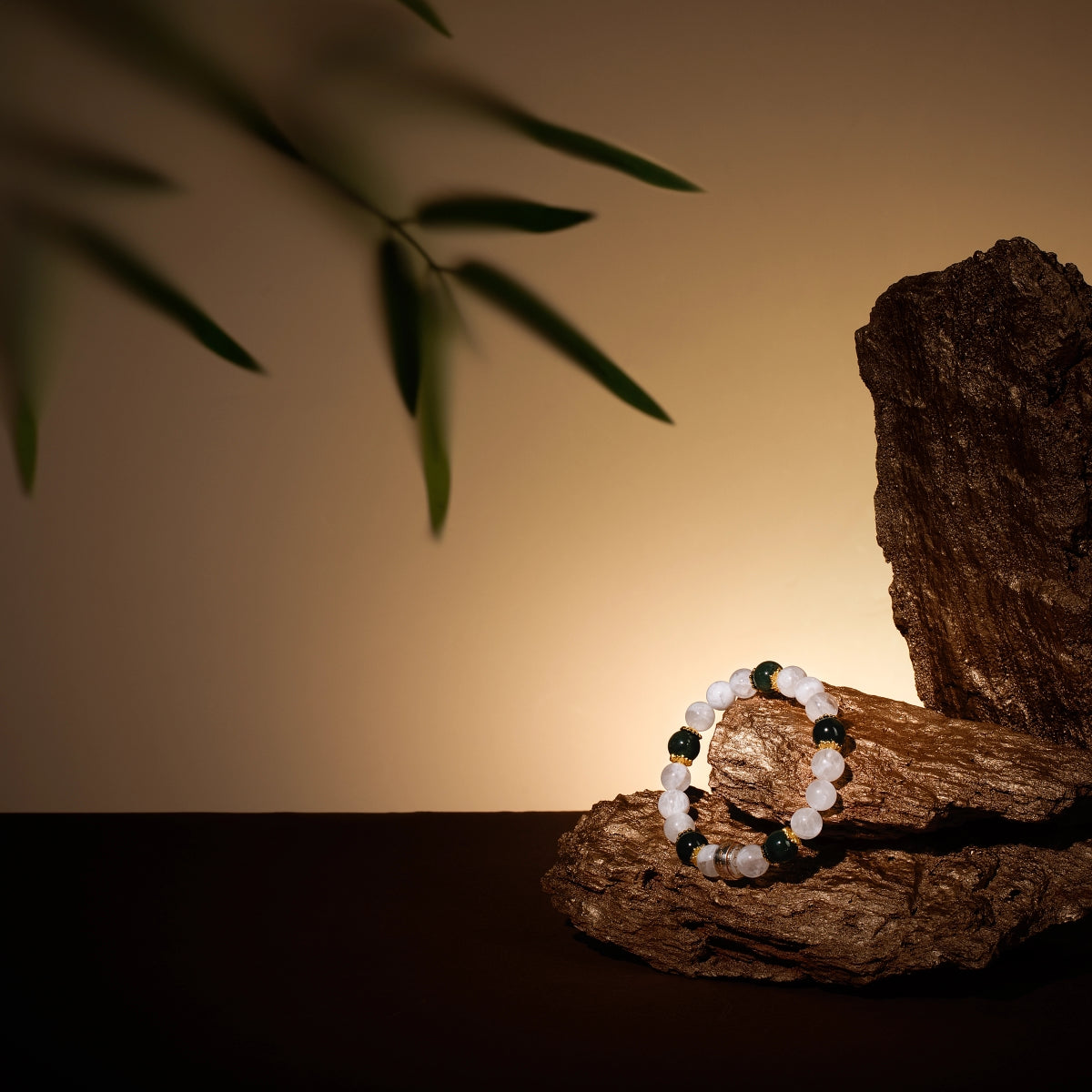 Bracelet For Metal Element Amplified Energy - White Phantom Quartz & Jadeite