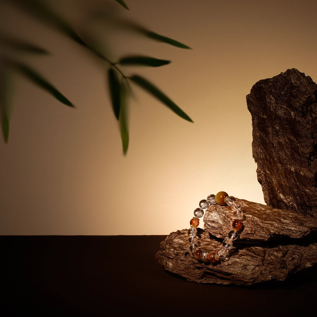 Bracelet For Metal Element Gentle & Balance Energy - Clear Quartz & Golden Tiger’s Eye
