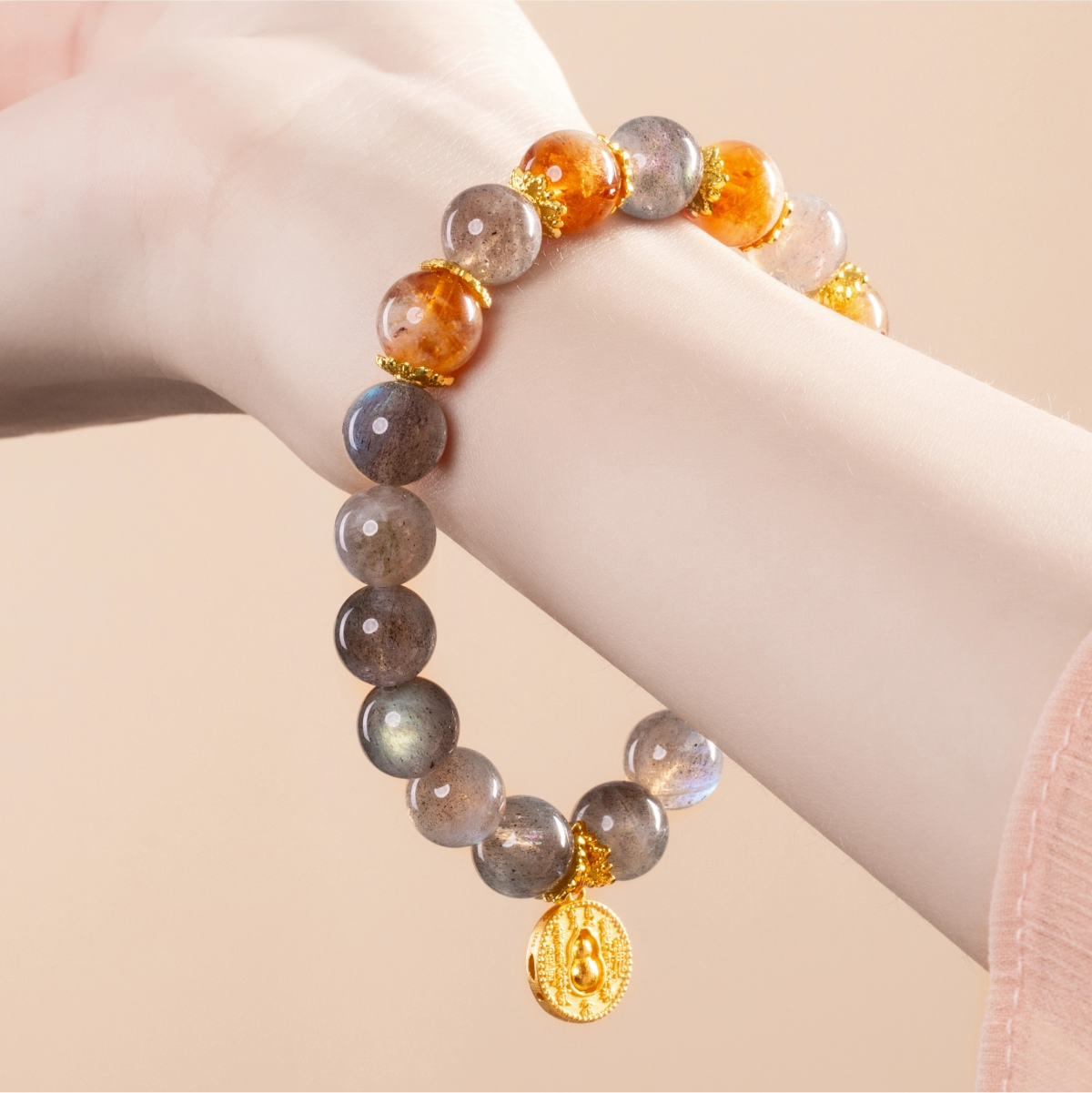 Bracelet For Metal Element Gentle & Balance Energy - Moonstone & Citrine