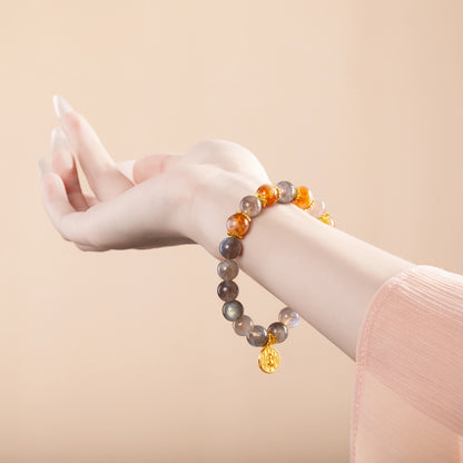 Bracelet For Metal Element Gentle & Balance Energy - Moonstone & Citrine