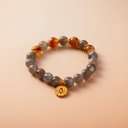 Bracelet For Metal Element Gentle & Balance Energy - Moonstone & Citrine