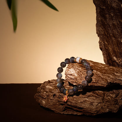 Bracelet For Metal Element Gentle & Balance Energy - Moonstone & White Phantom Quartz