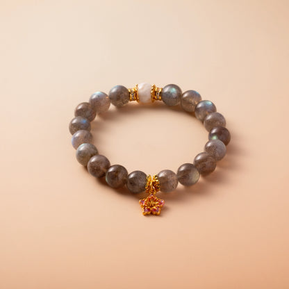 Bracelet For Metal Element Gentle & Balance Energy - Moonstone & White Phantom Quartz