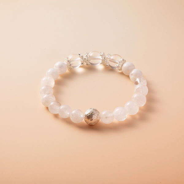 Bracelet For Metal Element Gentle & Balance Energy - White Phantom Quartz & Clear Quartz