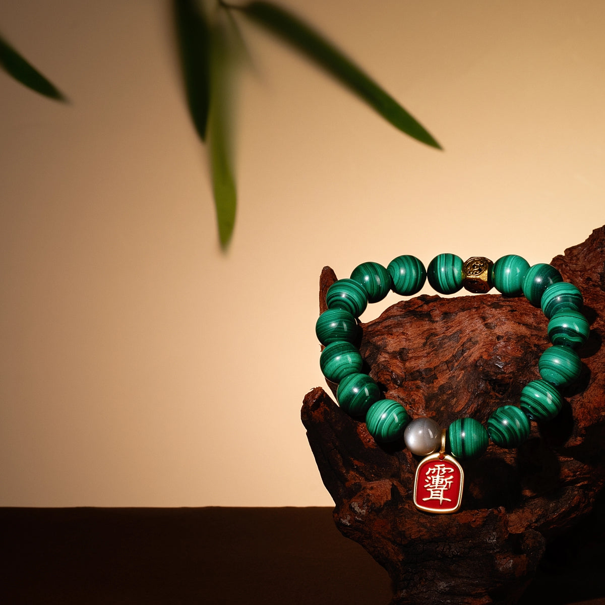 Bracelet For Wood Element Amplified Energy - Malachite & Moonstone