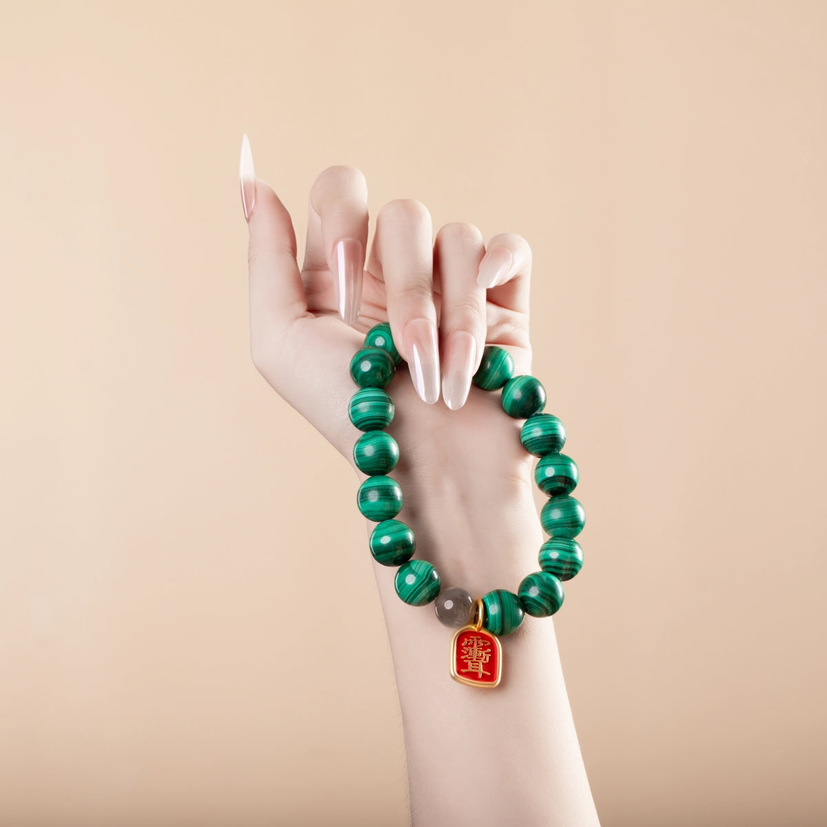 Bracelet For Wood Element Amplified Energy - Malachite & Moonstone