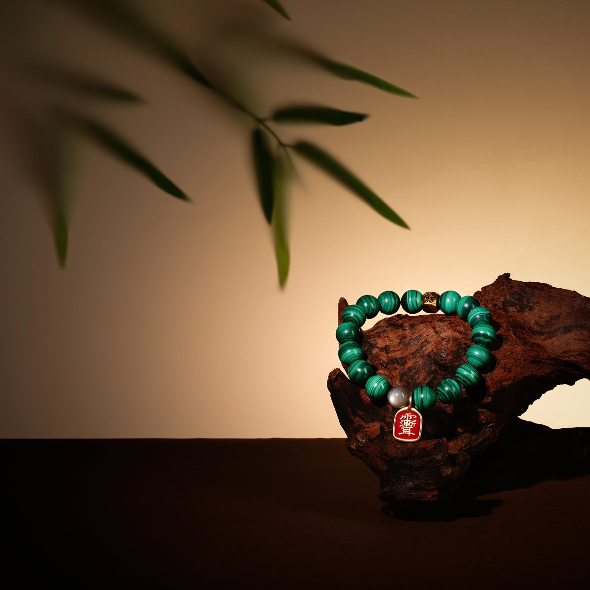 Bracelet For Wood Element Amplified Energy - Malachite & Moonstone