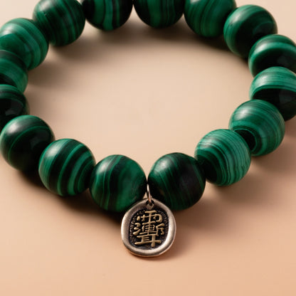 Bracelet For Wood Element Gentle & Balance Energy - Malachite