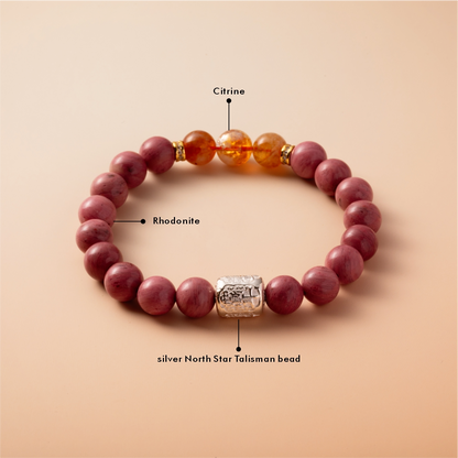 Bracelet For Fire Element Amplified Energy - Rhodonite & Citrine