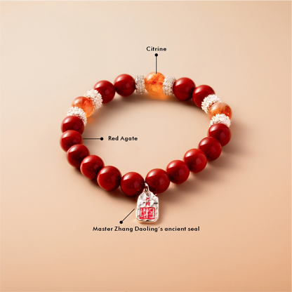 Bracelet For Fire Element Amplified Energy - Red Agate & Citrine