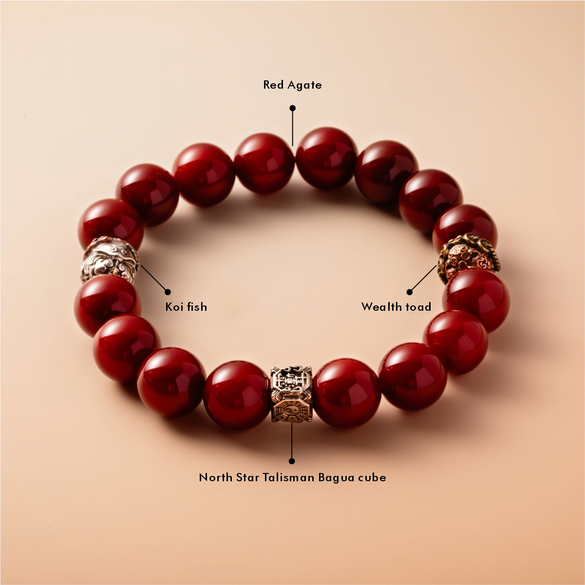Bracelet For Fire Element Gentle/Balance Energy- Red Agate