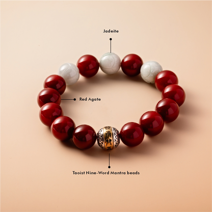 Bracelet For Fire Element Gentle/Balance Energy- Red Agate & Jadeite