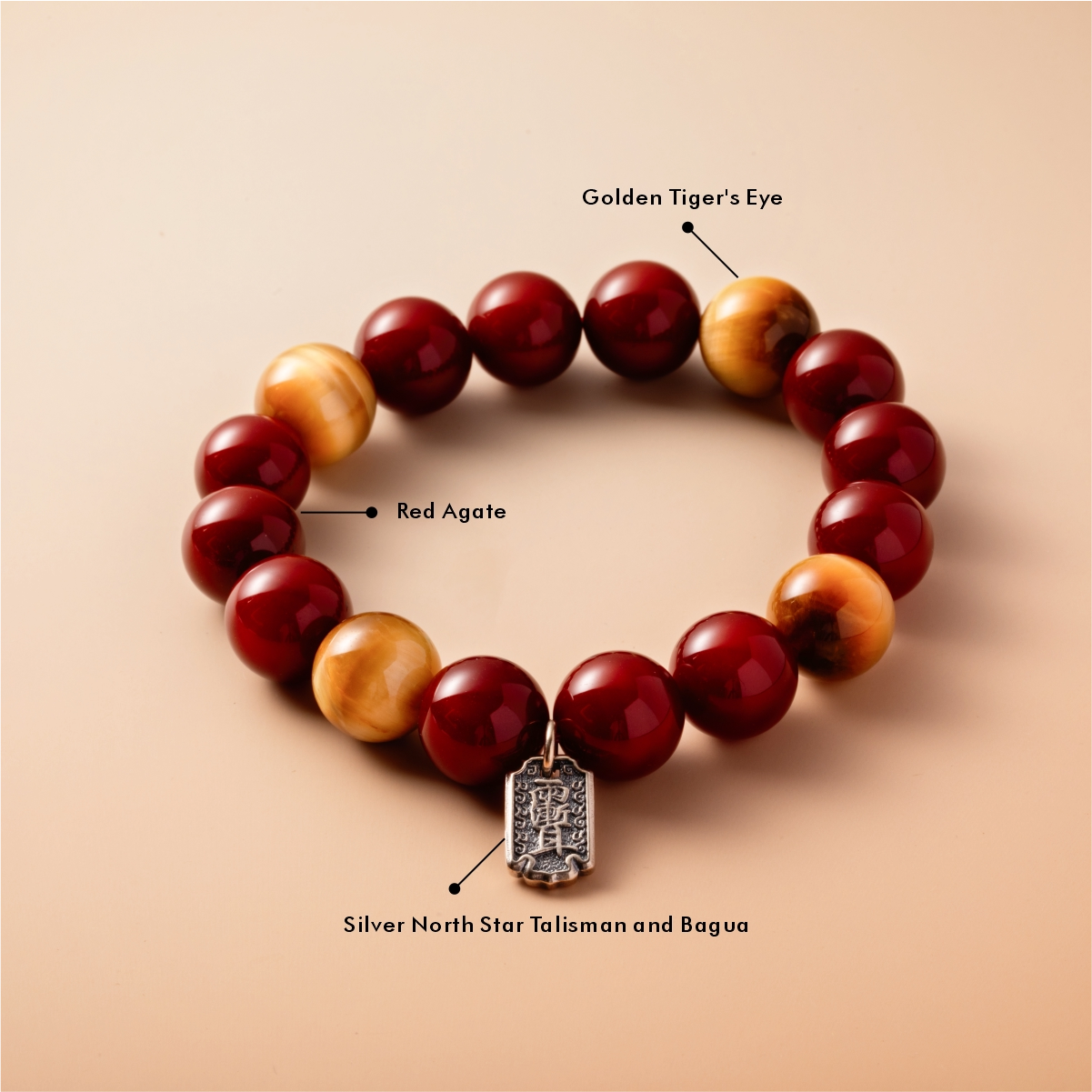 Bracelet For Fire Element Amplified Energy- Red Agate & Golden Tiger’s Eye