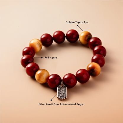 Bracelet For Fire Element Amplified Energy- Red Agate & Golden Tiger’s Eye