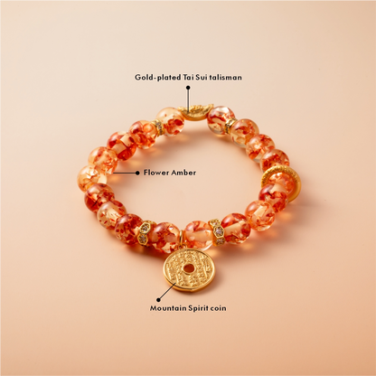Bracelet For Earth Element Gentle & Balance Energy - Flower Amber