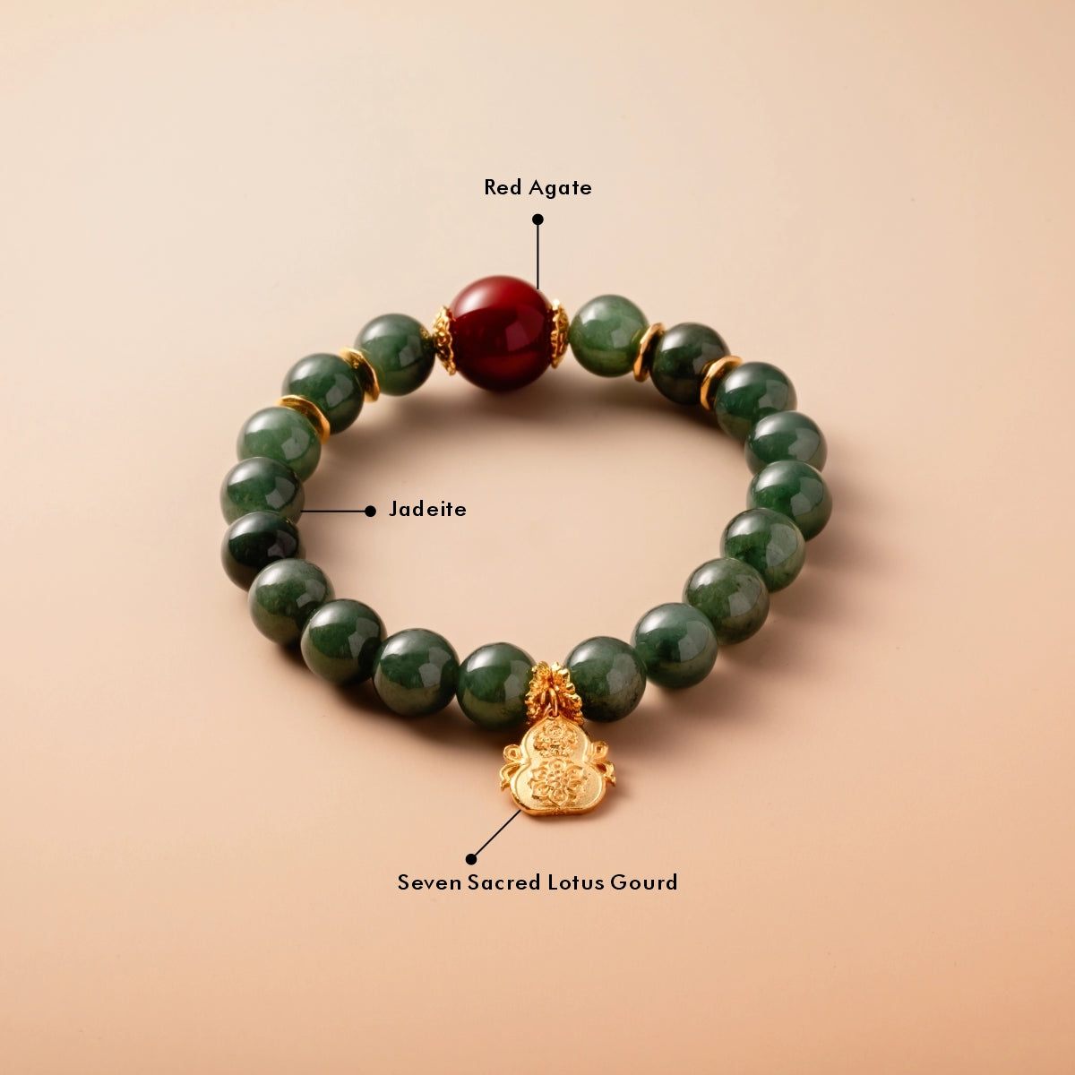 Bracelet For Wood Element Amplified Energy - Jadeite & Red Agate