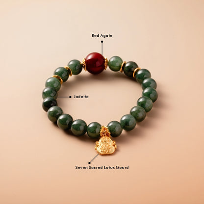Bracelet For Wood Element Amplified Energy - Jadeite & Red Agate