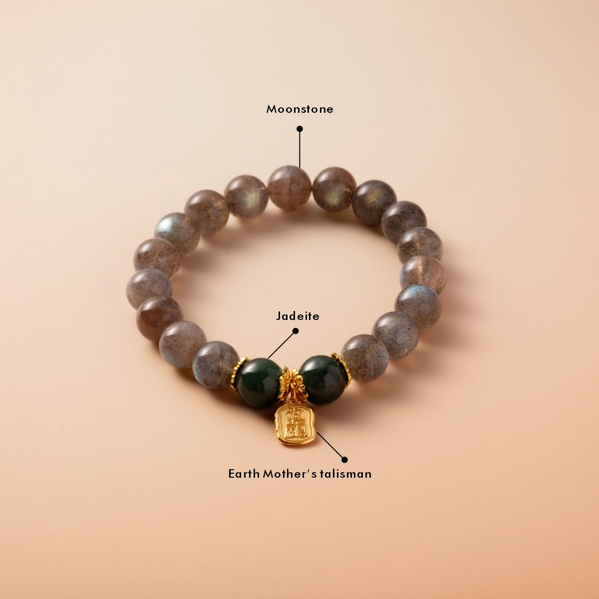 Bracelet For Metal Element Amplified Energy - Moonstone & Jadeite