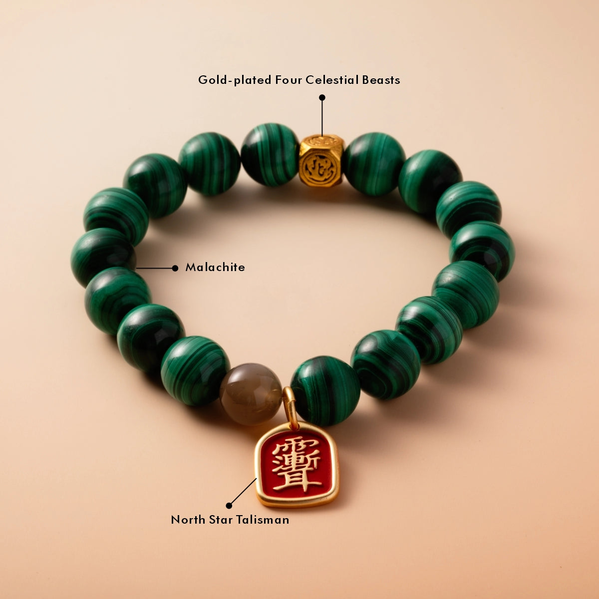 Bracelet For Wood Element Amplified Energy - Malachite & Moonstone