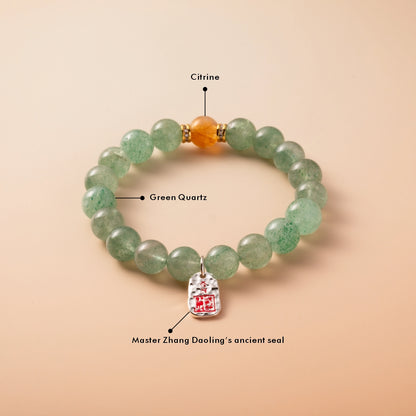 Bracelet For Wood Element Amplified Energy - Green Quartz & Citrine
