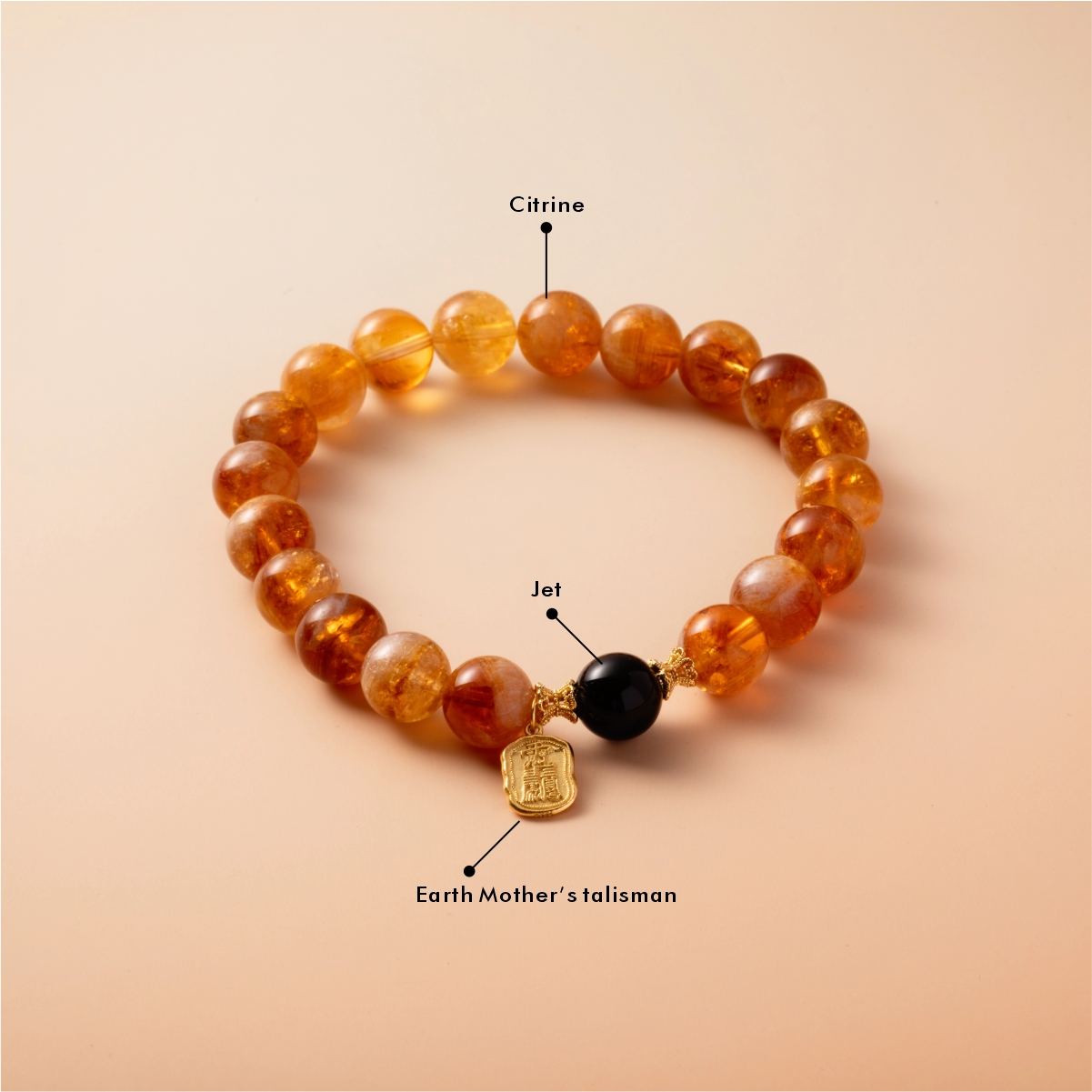 Bracelet For Earth Element Amplified Energy- Citrine & Jet
